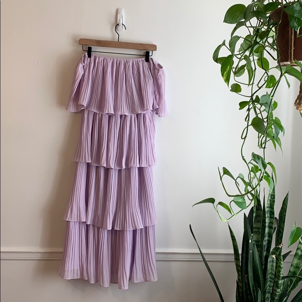 Lilac LULUs tiered midi dress